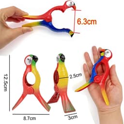 4 x Papegaai stijl nieuwigheid strandhanddoek haringen voor ligstoel ligbedden, grote zonnebank handdoek clips, strandhanddoek clips voor strandstoelen, sterke wasknijper — thumbnail 5