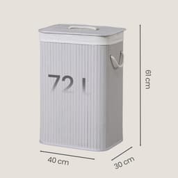 SONGMICS - Wasmand - Met Deksel - 72L Capaciteit - Gemaakt van Bamboe — thumbnail 3