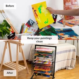 Kunst droogrek – schilderij droogrek met 19 verstelbare planken, metalen tekeningenrek, ruimtebesparend voor atelier en klas — thumbnail 3