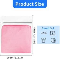 4 Stuks Kleine Mesh Waszakken met Rits, Duurzame Herbruikbare Wasnet voor Wasmachine, Waszak voor Delicate was Zoals Overhemden, Ondergoed en Sokken - 30 X 40 cm — thumbnail 5