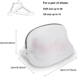 2 Stuks Waszak voor Schoenen in Wasmachine, Herbruikbaar Wasnet met Ritssluiting voor Beha, Sokken, Sneakers, Wasgoed en Reizen — thumbnail 4