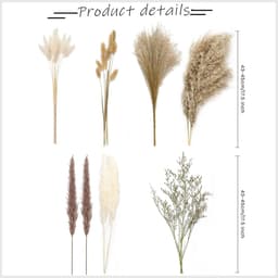 85 Stuks Pampas Gras Gedroogd Natuurlijk Gedroogde Bloemen Deco DIY Droog Bloemen Boeket, Pampas Gras Boeket Rietbloem Deco Ideaal voor Boho Woonkamer — thumbnail 3