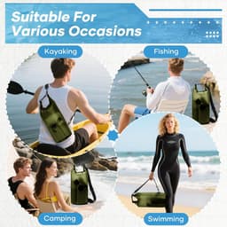 Dry Bag 10L Waterdichte Tas, Waterdichte Opbergtas, Waterdichte Dry Bag met Rolsluiting en Schouderriem voor Strand, Zwemmen, Boot, Kajak, Vissen, Raften, Kamperen, B3-Groen — thumbnail 4