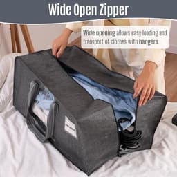 Extra grote verhuiszakken van 87 liter met sterke handgrepen en ritssluitingen, opvouwbare opbergtas, kledingopslag, waszakken voor verhuizen, reizen, kamperen (grijs venster, 6 stuks) — thumbnail 4