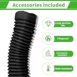 PromoHome Afvoerslang 125mm diameter 6m PVC Flexibele Aluminium Pijpslang met 2 RVS Slangklemmen en Aluminiumfolie Tape voor Airconditioners Wasdroger Afzuigkap - Zwart — thumbnail 2