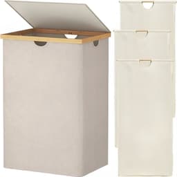 VALI® Wasmand -170L - Extra Grote Bamboe Wasmand - Beige - 54cm x 40cm x 80cm — thumbnail 1