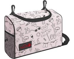 Wasknijper Tas - Opbergtas Haringen - Wassen Ophangen - Waterdicht Canvas Gaasbodem - 12 x 27.5 x 20 cm - Crèmeroze