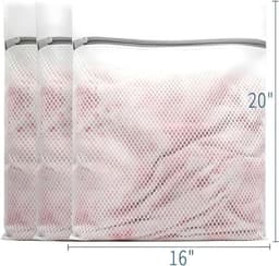 Waszakken - Wasnetten - 40*5OCM - Bescherm je Wasgoed en Wasmachine - Packing Cubes - Travel Organizer - 3 stuks - voor Wasgoed (Sokken, Lingerie & T-Shirts) - Wit — thumbnail 4