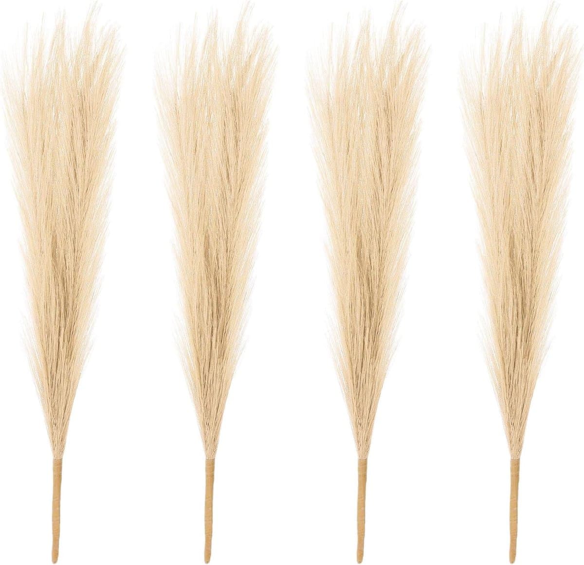 47 cm faux pampasgras, 4 stuks boho-decoratie voor huisdecoratie, kunstmatige hoge pluizige stengels voor bruiloft, bloemenfeest, vaas, arrangement centerpieces, kaki — afbeelding 1