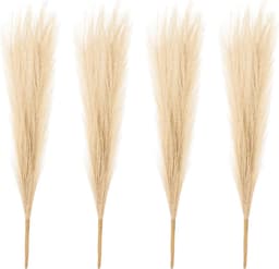 47 cm faux pampasgras, 4 stuks boho-decoratie voor huisdecoratie, kunstmatige hoge pluizige stengels voor bruiloft, bloemenfeest, vaas, arrangement centerpieces, kaki — thumbnail 1