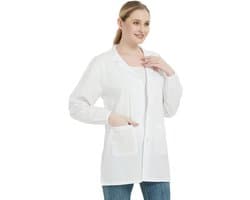 Jas, laboratoriumjas, doktersjas, doktersjas, voor vrouwen, witte jas voor dames, geschikt voor studenten, wetenschappelijk laboratorium, verpleegster, cosplay, katoenen jas, wit, S