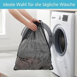 Waszakken 70 x 90 cm, fijnmazige waszak wasmachine met trekkoord, groot wasnet voor wasmachine, herbruikbare waszak voor beddengoed, knuffeldieren en kleding (zwart) — thumbnail 5