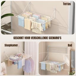 QORA® Wanddroogrek - Wasrek - Droogrek - Wit - 81cm x 6cm x 8cm — thumbnail 5