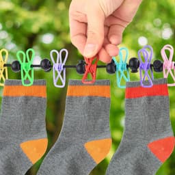 Camping Waslijn - Rubber - Verstelbaar van 1,8 tot 3 Meter - Inclusief 12 Klemmen - Voor Buiten en Reizen — thumbnail 5