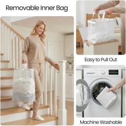 Slimme Wasmand met Deksel, Smalle Wasmand met Verwijderbare Tas, Opvouwbare Vuilwasmand met Handvatten voor Badkamer, Slaapkamer en Wasruimte, 75L, Lichtgrijs - Ideaal voor Organisatie en Ruimtebesparing — thumbnail 2