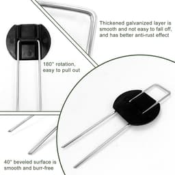 Dailygoods - 30 haringen voor mulchen van 15 cm en set met 30 sluitringen voor bevestiging, U-vorm voor zware toepassingen, tuin van verzinkt staal voor de tuin, drainage, onkruiddoek — thumbnail 4