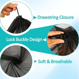 SnelShoppen - Pack of 3 Grote Waszakken voor Wasmachine 60x90cm met Koordsluiting, XXL Fijnmazige Waszakken voor Kleding, Beddengoed, Speelgoedopslag, — thumbnail 5