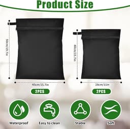 Thijox - Wetbag Zwarte Herbruikbare Opbergzak - 4 Stuks Waterdicht, Vuilafstotend, Waszak, Reizen, Eenvoudig Op Te Bergen (50x40, 40x28 cm) — thumbnail 5