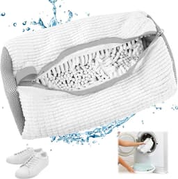 SnelShoppen - Waszak voor Wasmachine met Rits - Schoenentas Anti-deformatie voor Sneakers - 1 Stuk, Mesh Schoenen (Wit) — thumbnail 1
