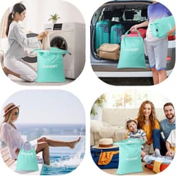 SnelShoppen - Travel Laundry Bag Set van 2 - Nylon Waterdichte Waszakken met Rolsluiting - 60x45 cm en 55x35 cm - Opvouwbare Vuilwaszak voor Camping e — thumbnail 3