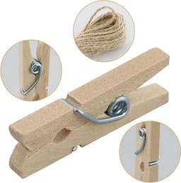 Dailygoods- Knijpers Mini 150 Stuks - Houten Knijpers - Decoratieve Klemmen - Henneptouw - I-vormige Spijkers - Lichtgewicht 100 g — thumbnail 2