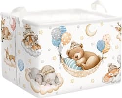 SnelShoppen - Vouwbare Baby Wasmand Dieren Thema - 36L Kinder Opbergmand voor Kleding, Speelgoed en Kamerdecoratie - Geschikt voor Jongens en Meisjes