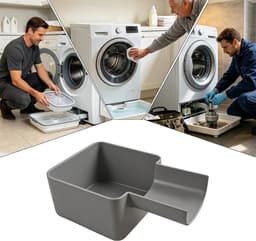 Afvoerbak voor wasmachine - 10 ×16 cm - 3D-geprinte waterdichte bak - Lekbak wasmachine - Wateropvang - Afvoer - Wasmachine Wateropvangbak - Opvangbak tegen lekkage - universele opvangbak voor filterreiniging - Grijs — thumbnail 5