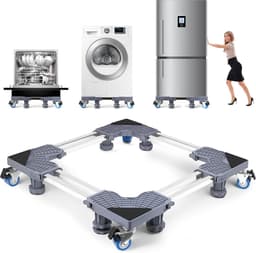 Wasmachine Verhoger op Wielen – Verstelbaar 45-68 cm – Max. 400 kg – Anti-Trilling – Verplaatsbare Onderwagen — thumbnail 1