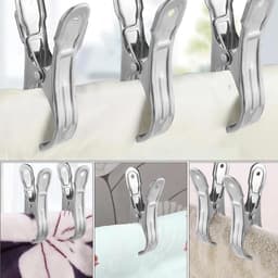 SnelShoppen - 24 Stuks RVS Towel Clips 12 cm - Sterke Klemmen voor Strandhanddoek, Badhanddoek, Bedlinnen, Vloerkleed en Dikke Kleding - Multifunction — thumbnail 4