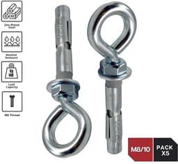Metalen expansie ankers - Betonpluggen muur - Zware lasten bevestigen - Hoge corrosiebestendigheid - M8-10 - Zilverkleurig — thumbnail 3