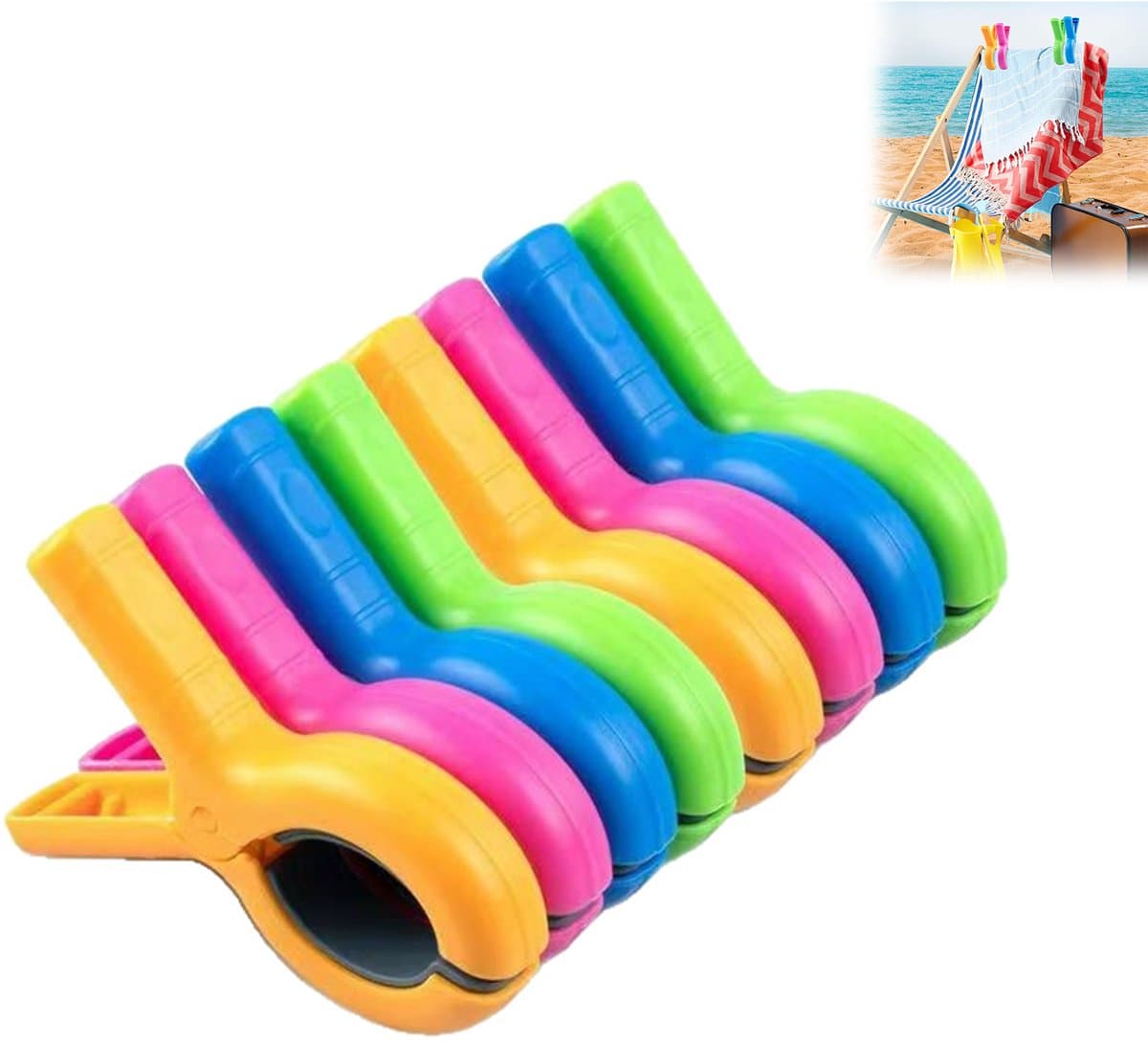 Grote handdoekclips voor strandstoelen- 8 stuks handdoekhouders voor strandstoel- zwembadstoel op een cruiseschip- extra grote- stevige wasknijpers- strandstoelclips als onmisbare strandaccessoires- 4 kleuren — afbeelding 1