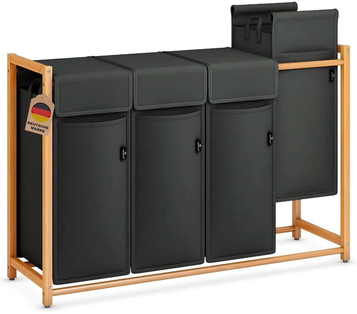TYR® Wasmand - 200L - Wasmand 4 Vakken - Wasmanden - Donkergrijs - 54cm x 36cm x 83cm — afbeelding 1