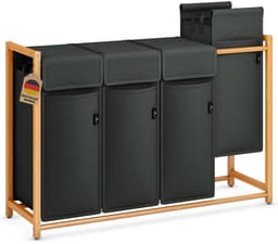 TYR® Wasmand - 200L - Wasmand 4 Vakken - Wasmanden - Donkergrijs - 54cm x 36cm x 83cm — thumbnail 1