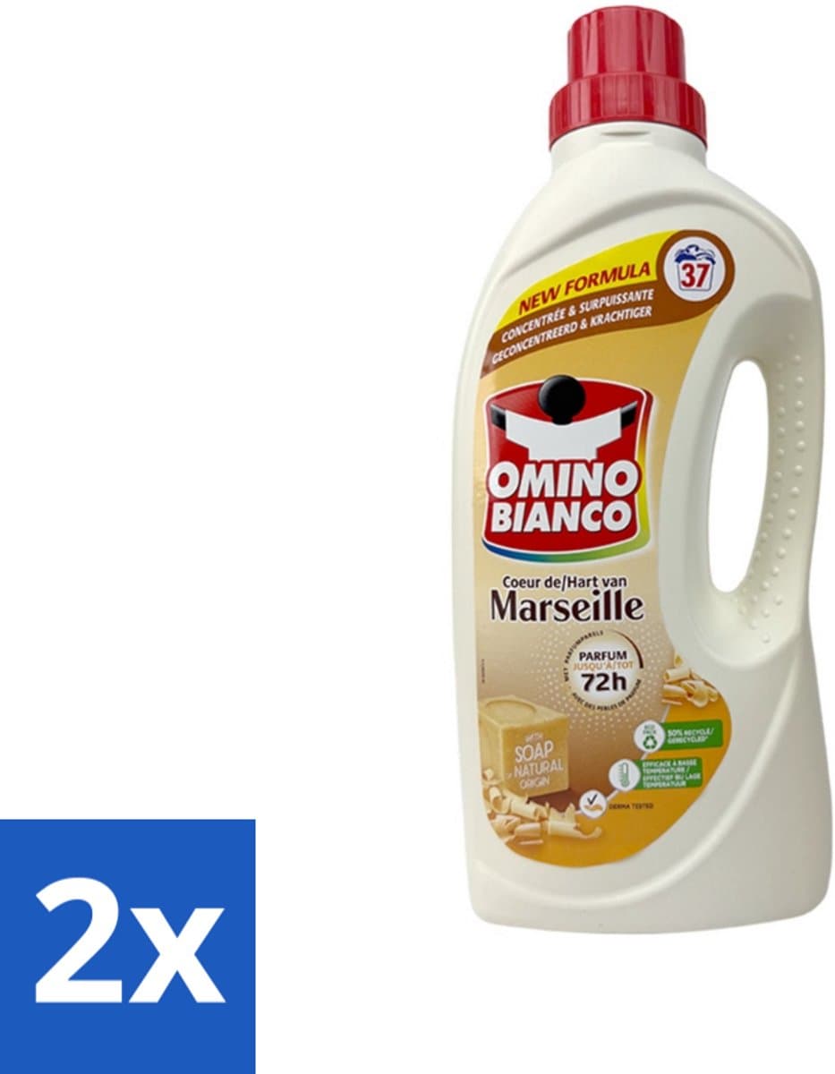 2 x Omino Bianco - Marseille - Wasmiddel - Natuurlijke Zeep - Witte & Gekleurde Was - 37 Wasbeurten - Marseille Zeep - Wasmiddel - Natuurlijke Zeep - Vlekkenverwijderaar - Wasparfum — afbeelding 1