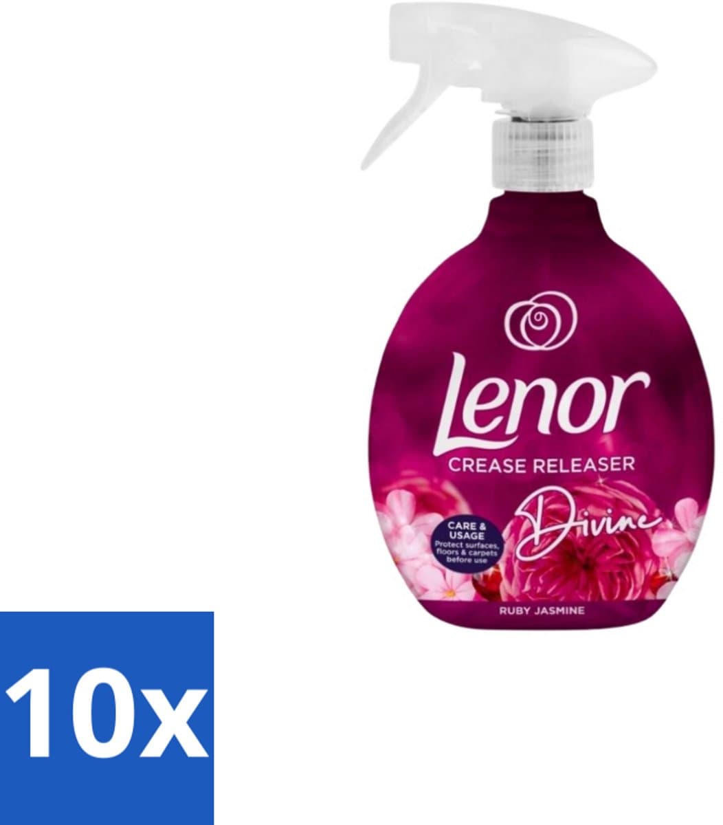 10 x Lenor – Crease Releaser Spray – Divine Ruby Jasmine – Kreukverwijderaar & Textielverfrisser – 500 ml - Voordeelverpakking - 10 stuks — afbeelding 1
