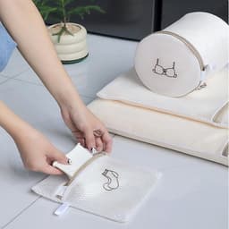 Set van 3 wasnetten voor voorzichtig wassen en opbergen van lingerie, sokken en ondergoed met ritssluiting — thumbnail 2