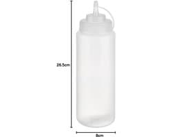 Knijpfles - Polyethyleen - Transparant - Met schroefdeksel en afsluitdop - Voor Sauzen en Dressings