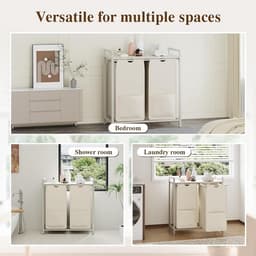 Danky Multifunctionele Wasmand - 96L 2-Vaks - Afneembare tassen - Verstelbaar frame met bovenopbergplank — thumbnail 3