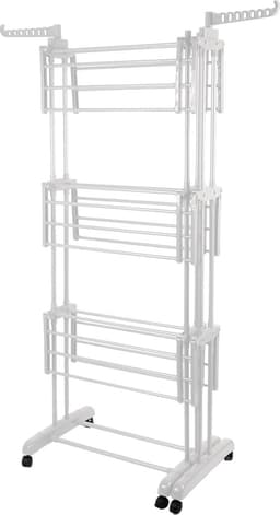 PIPIPOXER- Wasrek Inklapbaar-Droogrek-Staand Droogrek -Uitschuifbare Droogtoren – 3 Verdiepingen – 132 meter Drooglengte- Ruimtebesparend Wasrek -132x49x170 CM- Droogrek op Wielen - Wit — thumbnail 4