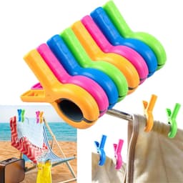 8 stuks - Grote strandhanddoekclip - Winddicht en stevig ontwerp - Handdoekgesp - Zitclip - 6,8*9,4 cm - Voor gebruik met strand- en zwembadstoelen - Geel, blauw, groen, rood — thumbnail 1