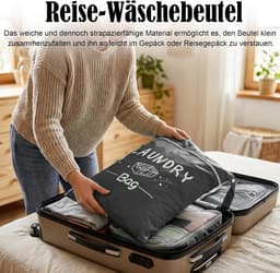 Grote waterdichte waszakken met ritssluiting en handvat voor reizen, fitness en camping - 2 stuks, 55 x 45 cm, zwart-grijs — thumbnail 2