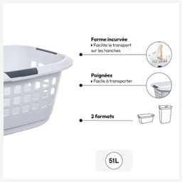Wasmand, 51 l, wit en grijs — thumbnail 3