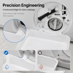 Wasmachine Afvoeropvangbak - Universele Wasmachine Lekbak - Afvoer Trechter voor Wateropvang - Druppelbak voor Pluizenfilter - Herbruikbaar Kunststof - De driedelige set omvat de stromingsgeleider en de moer - wit — thumbnail 2