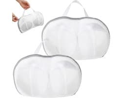 BH Waszakje - 2 stuks - BH Waszak - Wasnetten - Polyester - Wasnet - Was Zakjes - Voor BH Met En Zonder Beugel - Kledingbescherming - Voor wasmachine - Wit - 34*20cm