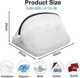 Schoenwaszakken, 2 stuks schoenwasmachinezak, waszakken van mesh met duurzame ritsen, waszak voor schoenen/trainers voor in de wasmachine, opbergzak voor schoenen, sokken, beha's en kleding — thumbnail 2