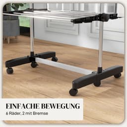 MIVRAY Droogtoren – 5 Niveaus Klapbaar En Verrijdbaar – 142 x 55 x 172 cm – Roestvrij Staal – Zwart En Zilver – Voor Binnen — thumbnail 5