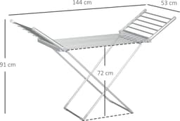 HOMCOM - Elektrisch verwarmd kledingrek - Aluminiumlegering - 144x53x91cm - Zilver — thumbnail 5