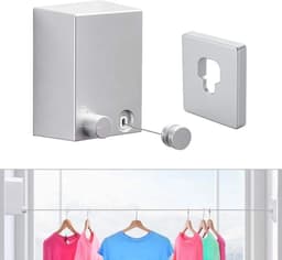 Uitschuifbare waslijn, duurzame waslijn - aan de muur te bevestigen waslijn van roestvrij staal — thumbnail 1