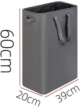 Waskorf - Mand voor vuile was - Mand voor badkameropslag - Mand voor speelgoedorganisatie - Met handvat - Grote capaciteit - Vuilbestendig - Slijtvast - Opvouwbaar - Opslagaccessoires - Voor badkamer, kleding, yogamat (grijs, 60*20cm) — thumbnail 5