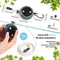 SnelShoppen - Extendable Clothesline 10 m - Camping Waslijn - Lichtgewicht en Compact - Ideaal voor Buiten, Reis, Tuin en Badkamer - Zwart — thumbnail 5